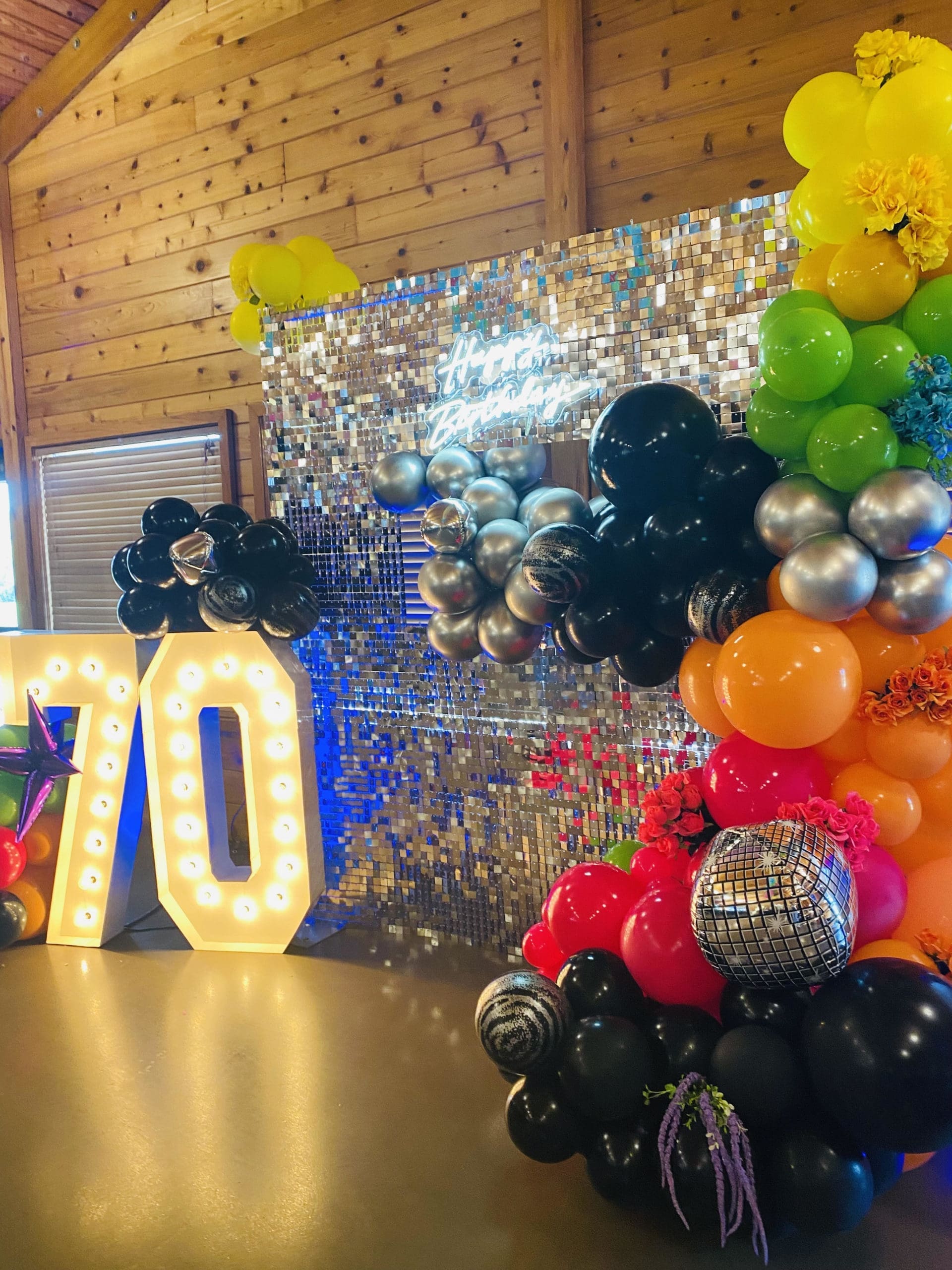 70th birthday balloon backdrop