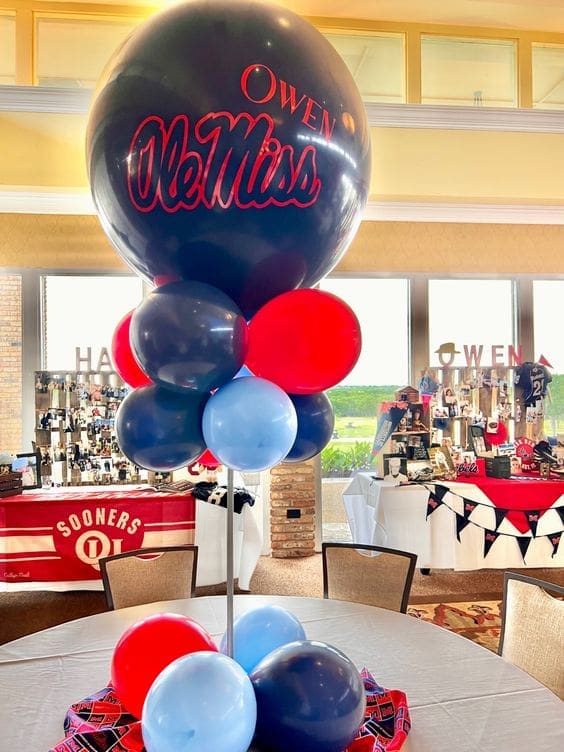 custom college balloon centerpiece