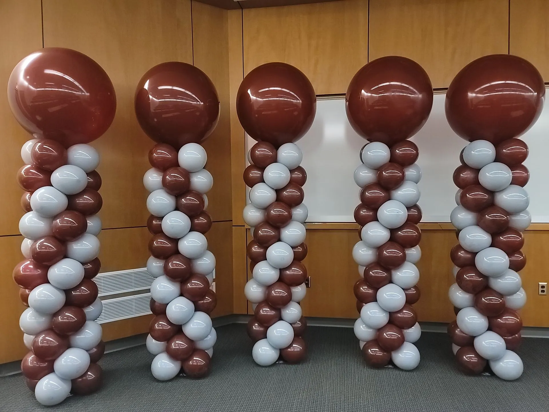 Maroon and Gray Balloon Columns at the University of Maryland Eastern Shore