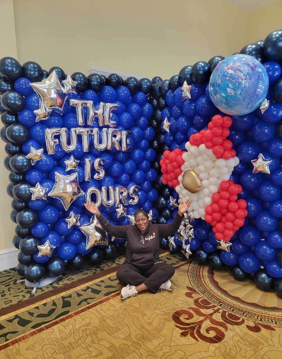 the future is ours balloon wall backdrop
