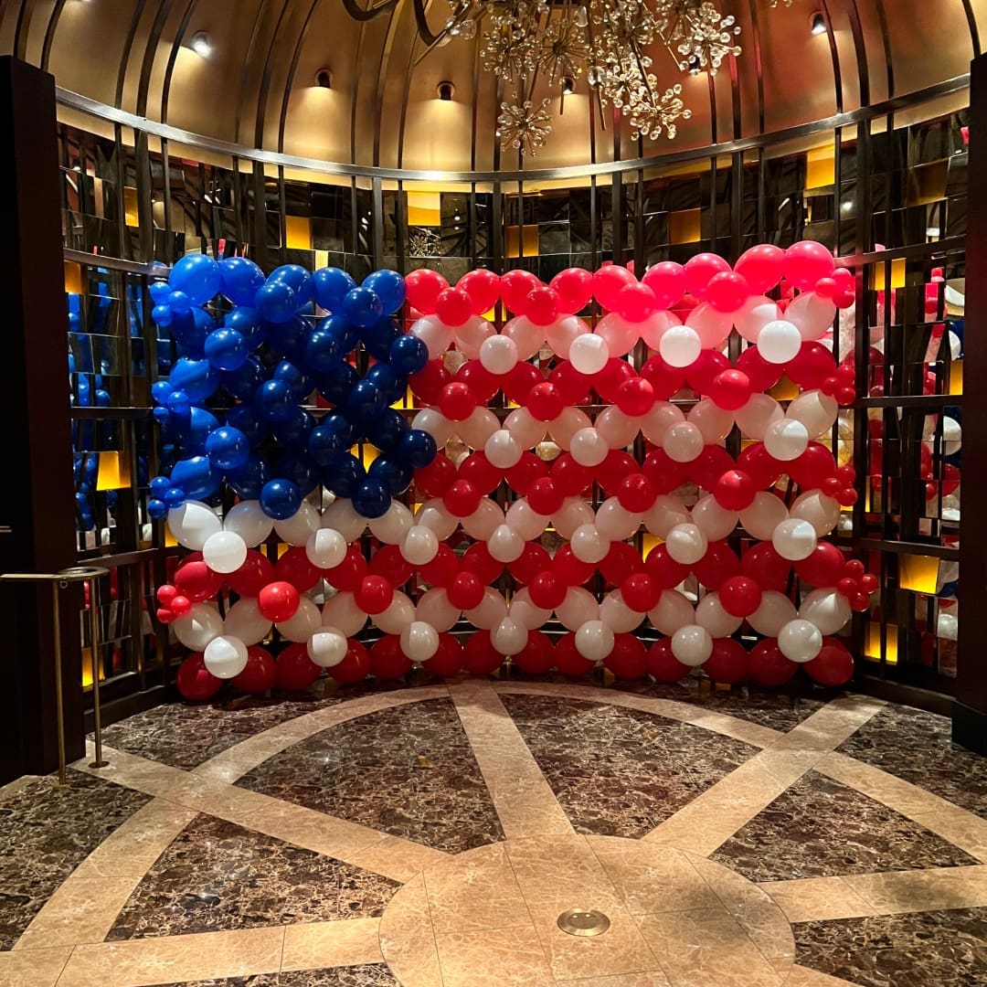 an american flag made from balloons