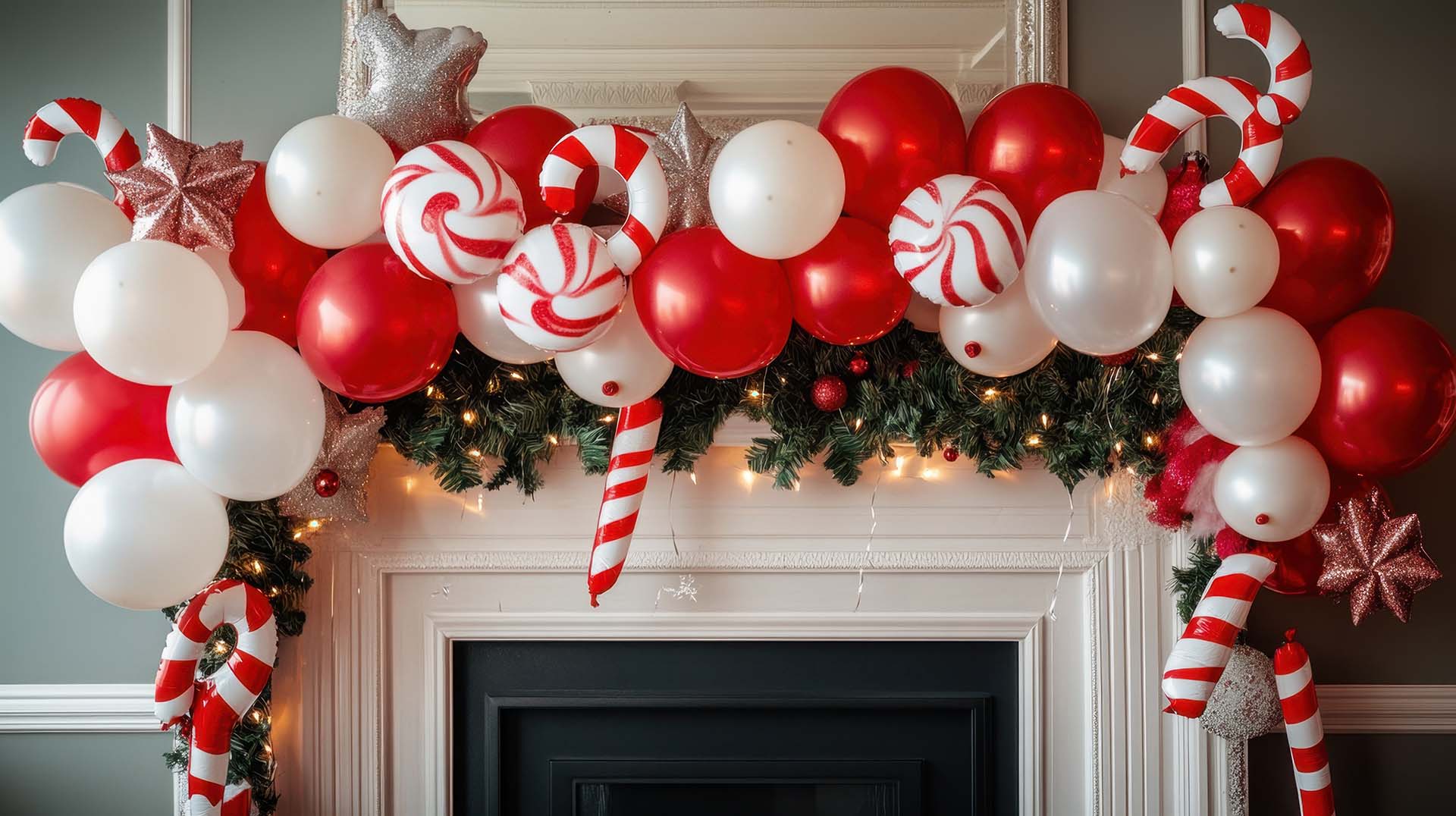 Festive Red and White Balloon Garland for Holidays
